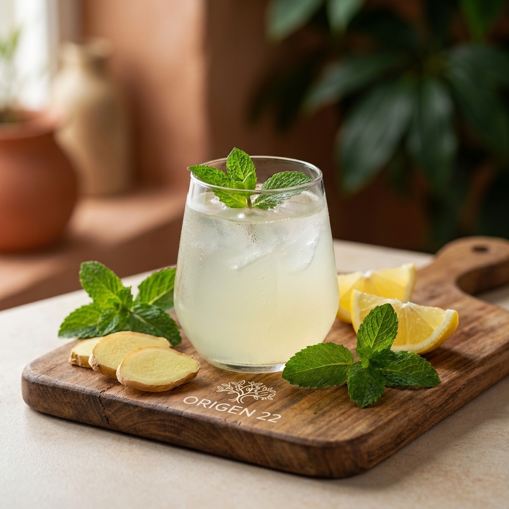 Limonada con menta y jengibre